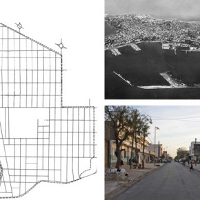 Medina: schema dell'impianto stradale (sx); vista aerea degli anni Cinquanta (dx alto, cartolina postale); strada interna (dx basso)