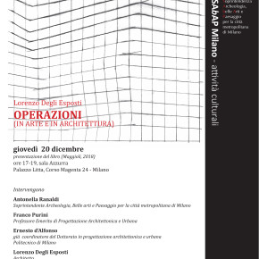Presentazione - Lorenzo Degli Esposti "Operazioni (in arte e in architettura)" con un saggio sulla sprezzatura @ Palazzo Litta.